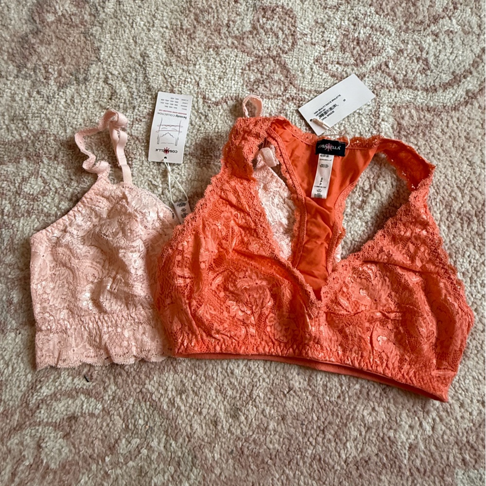 NWT Cosabella Lace Bralette Duo in Pink and Orange